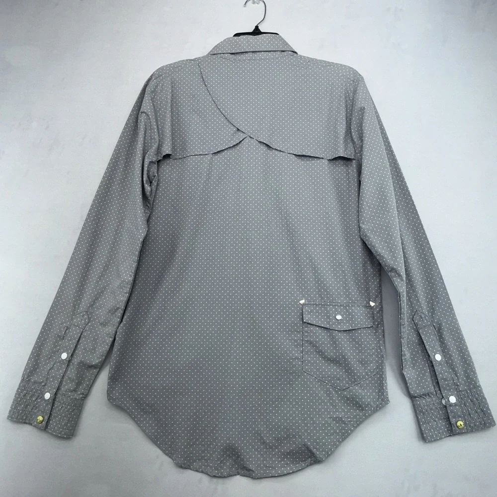 adidas Originals LXXXIV Lab Western Shirt Mens L Gray Polka Dot Snap F49321